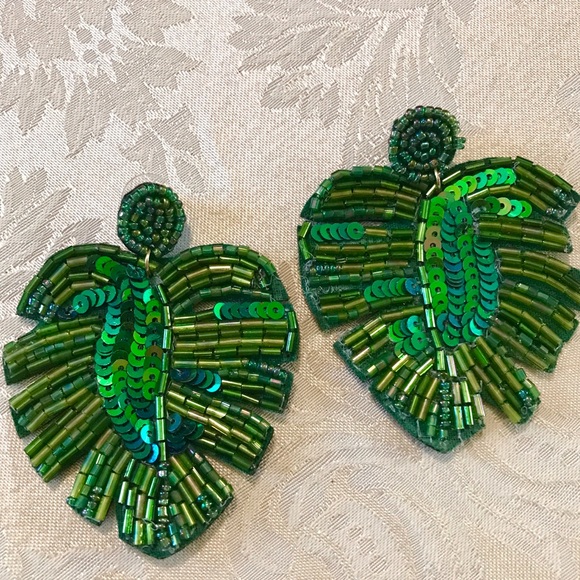 Artisan made Jewelry - Gorgeous Monstera Leaf large Earrings